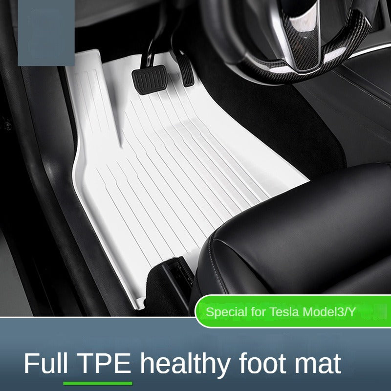 Premium White Gray TPE Floor Mats for Tesla Model 3/Y